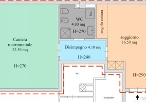Via Dogali center two-room apartment in Piazza Cairoli