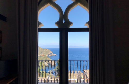 Taormina Villa | VILLA ELEONORA TAORMINA ISOLA BELLA Sea View Terrace + Small Pool with Jacuzzi