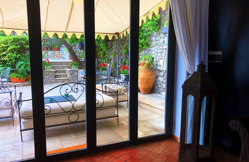 Taormina Villa | VILLA ELEONORA TAORMINA ISOLA BELLA Sea View Terrace + Small Pool with Jacuzzi