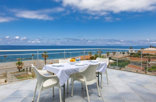 Capo d'Orlando Apartment | Zaffiro - 1-bedroom apartment with large panoramic sea view terrace and pool in the garden