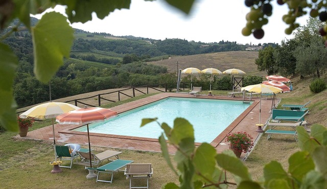 Beautiful apartment for 4 guests with WIFI, A/C, pool, pets allowed and panoramic view in San Gimignano
