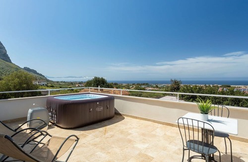 Terrasini Villa | Stunning private villa for 8 people with hot tub, A/C, WIFI, TV and terrace